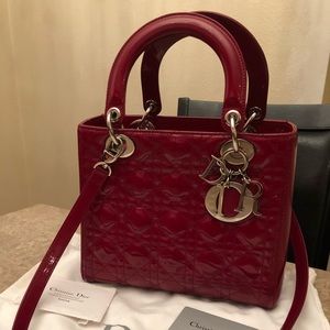 Christian Dior Lady Dior Quilted Red Leather